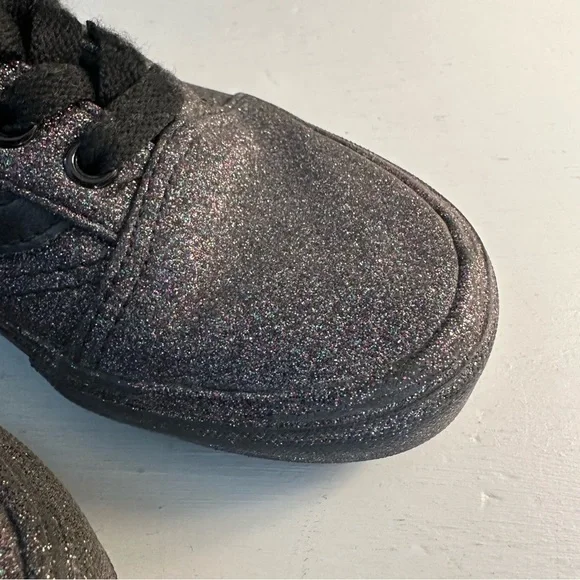 Vans Black Rainbow Sparkle Old Skool Off the Wall Girls Sneakers Size 2 - Picture 6 of 8